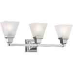 25.25 inch 3 Light Polished Chrome Bathroom Vanity light fixture with Satin Glass Shade-Lighting LumensBath/Vanity