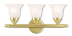 19 inch 3 Light Polished Brass Bathroom Vanity light fixture with White Alabaster Glass Shade-Lighting LumensBath/Vanity