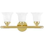 19 inch 3 Light Polished Brass Bathroom Vanity light fixture with White Alabaster Glass Shade-Lighting LumensBath/Vanity