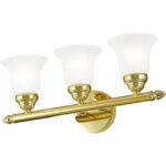 19 inch 3 Light Polished Brass Bathroom Vanity light fixture with White Alabaster Glass Shade-Lighting LumensBath/Vanity