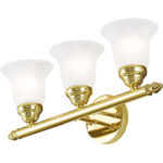 19 inch 3 Light Polished Brass Bathroom Vanity light fixture with White Alabaster Glass Shade-Lighting LumensBath/Vanity