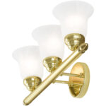 19 inch 3 Light Polished Brass Bathroom Vanity light fixture with White Alabaster Glass Shade-Lighting LumensBath/Vanity