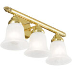 19 inch 3 Light Polished Brass Bathroom Vanity light fixture with White Alabaster Glass Shade-Lighting LumensBath/Vanity