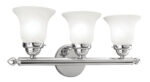 19 inch 3 Light Polished Chrome Bathroom Vanity light fixture with White Alabaster Glass Shade-Lighting LumensBath/Vanity