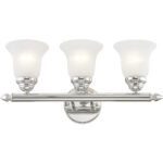 19 inch 3 Light Polished Chrome Bathroom Vanity light fixture with White Alabaster Glass Shade-Lighting LumensBath/Vanity