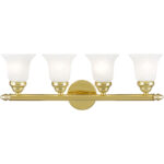 24 inch 4 Light Polished Brass Bathroom Vanity light fixture with White Alabaster Glass Shade-Lighting LumensBath/Vanity