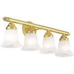 24 inch 4 Light Polished Brass Bathroom Vanity light fixture with White Alabaster Glass Shade-Lighting LumensBath/Vanity