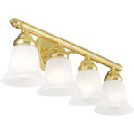 24 inch 4 Light Polished Brass Bathroom Vanity light fixture with White Alabaster Glass Shade-Lighting LumensBath/Vanity