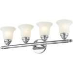 24 inch 4 Light Polished Chrome Bathroom Vanity light fixture with White Alabaster Glass Shade-Lighting LumensBath/Vanity