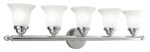 32 inch 5 Light Polished Chrome Bathroom Vanity light fixture with White Alabaster Glass Shade-Lighting LumensBath/Vanity