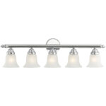 32 inch 5 Light Polished Chrome Bathroom Vanity light fixture with White Alabaster Glass Shade-Lighting LumensBath/Vanity