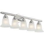 32 inch 5 Light Polished Chrome Bathroom Vanity light fixture with White Alabaster Glass Shade-Lighting LumensBath/Vanity