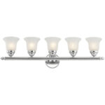 32 inch 5 Light Polished Chrome Bathroom Vanity light fixture with White Alabaster Glass Shade-Lighting LumensBath/Vanity