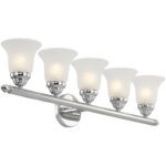 32 inch 5 Light Polished Chrome Bathroom Vanity light fixture with White Alabaster Glass Shade-Lighting LumensBath/Vanity