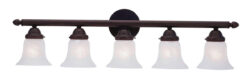 32 inch 5 Light Bronze Bathroom Vanity light fixture with White Alabaster Glass Shade-Lighting LumensBath/Vanity