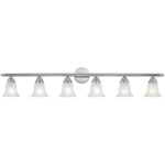 48 inch 6 Light Polished Chrome Bathroom Vanity light fixture with White Alabaster Glass Shade-Lighting LumensBath/Vanity