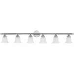 48 inch 6 Light Polished Chrome Bathroom Vanity light fixture with White Alabaster Glass Shade-Lighting LumensBath/Vanity