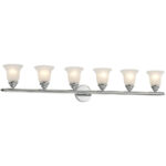 48 inch 6 Light Polished Chrome Bathroom Vanity light fixture with White Alabaster Glass Shade-Lighting LumensBath/Vanity