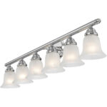 48 inch 6 Light Polished Chrome Bathroom Vanity light fixture with White Alabaster Glass Shade-Lighting LumensBath/Vanity