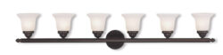 48 inch 6 Light Bronze Bathroom Vanity light fixture with White Alabaster Glass Shade-Lighting LumensBath/Vanity