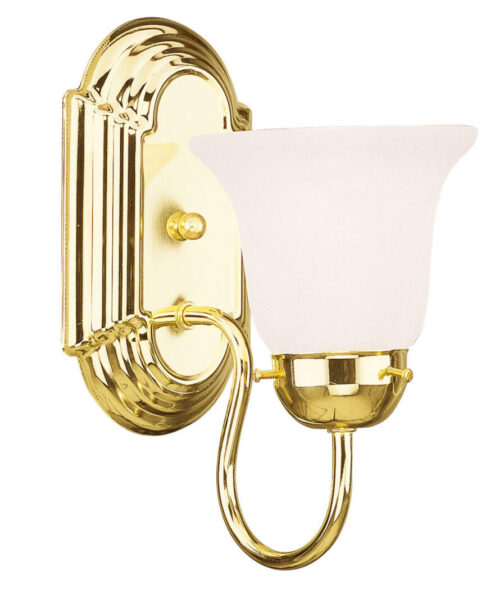 5 inch 1 Light Polished Brass Bathroom Vanity light fixture with White Alabaster Glass Shade-Lighting LumensBath/Vanity