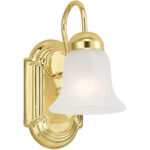 5 inch 1 Light Polished Brass Bathroom Vanity light fixture with White Alabaster Glass Shade-Lighting LumensBath/Vanity