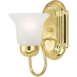 5 inch 1 Light Polished Brass Bathroom Vanity light fixture with White Alabaster Glass Shade-Lighting LumensBath/Vanity