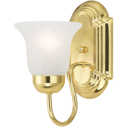 5 inch 1 Light Polished Brass Bathroom Vanity light fixture with White Alabaster Glass Shade-Lighting LumensBath/Vanity