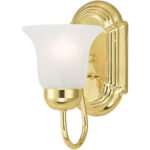 5 inch 1 Light Polished Brass Bathroom Vanity light fixture with White Alabaster Glass Shade-Lighting LumensBath/Vanity