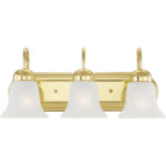 18 inch 3 Light Polished Brass Bathroom Vanity light fixture with White Alabaster Glass Shade-Lighting LumensBath/Vanity