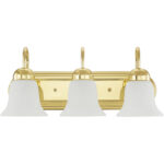 18 inch 3 Light Polished Brass Bathroom Vanity light fixture with White Alabaster Glass Shade-Lighting LumensBath/Vanity