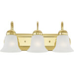 18 inch 3 Light Polished Brass Bathroom Vanity light fixture with White Alabaster Glass Shade-Lighting LumensBath/Vanity