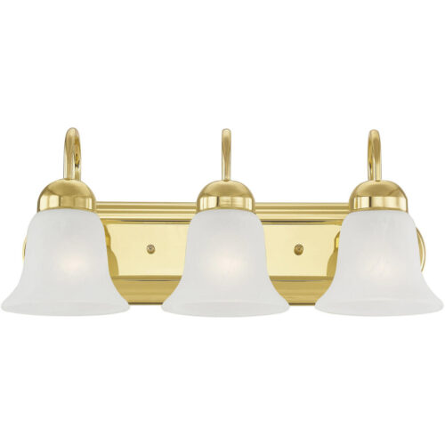 18 inch 3 Light Polished Brass Bathroom Vanity light fixture with White Alabaster Glass Shade-Lighting LumensBath/Vanity