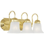 18 inch 3 Light Polished Brass Bathroom Vanity light fixture with White Alabaster Glass Shade-Lighting LumensBath/Vanity