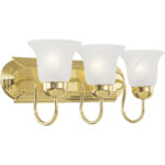 18 inch 3 Light Polished Brass Bathroom Vanity light fixture with White Alabaster Glass Shade-Lighting LumensBath/Vanity