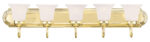 36 inch 5 Light Polished Brass Bathroom Vanity light fixture with White Alabaster Glass Shade-Lighting LumensBath/Vanity