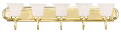 36 inch 5 Light Polished Brass Bathroom Vanity light fixture with White Alabaster Glass Shade-Lighting LumensBath/Vanity