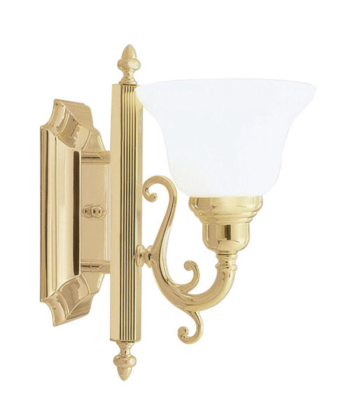 6 inch 1 Light Polished Brass Bathroom Vanity light fixture with White Alabaster Glass Shade-Lighting LumensBath/Vanity