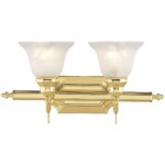 19 inch 2 Light Polished Brass Bathroom Vanity light fixture with White Alabaster Glass Shade-Lighting LumensBath/Vanity