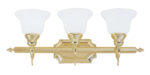 25 inch 3 Light Polished Brass Bathroom Vanity light fixture with White Alabaster Glass Shade-Lighting LumensBath/Vanity