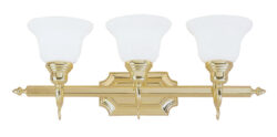 25 inch 3 Light Polished Brass Bathroom Vanity light fixture with White Alabaster Glass Shade-Lighting LumensBath/Vanity