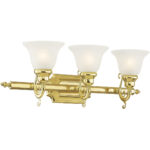 25 inch 3 Light Polished Brass Bathroom Vanity light fixture with White Alabaster Glass Shade-Lighting LumensBath/Vanity