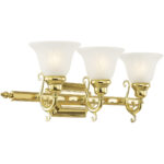 25 inch 3 Light Polished Brass Bathroom Vanity light fixture with White Alabaster Glass Shade-Lighting LumensBath/Vanity