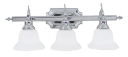 25 inch 3 Light Polished Chrome Bathroom Vanity light fixture with White Alabaster Glass Shade-Lighting LumensBath/Vanity