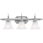 25 inch 3 Light Polished Chrome Bathroom Vanity light fixture with White Alabaster Glass Shade-Lighting LumensBath/Vanity