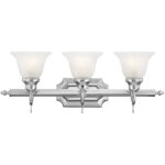 25 inch 3 Light Polished Chrome Bathroom Vanity light fixture with White Alabaster Glass Shade-Lighting LumensBath/Vanity