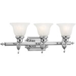 25 inch 3 Light Polished Chrome Bathroom Vanity light fixture with White Alabaster Glass Shade-Lighting LumensBath/Vanity