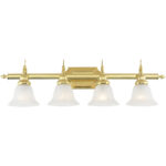 33 inch 4 Light Polished Brass Bathroom Vanity light fixture with White Alabaster Glass Shade-Lighting LumensBath/Vanity