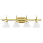 33 inch 4 Light Polished Brass Bathroom Vanity light fixture with White Alabaster Glass Shade-Lighting LumensBath/Vanity