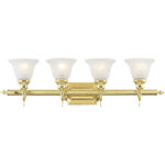 33 inch 4 Light Polished Brass Bathroom Vanity light fixture with White Alabaster Glass Shade-Lighting LumensBath/Vanity